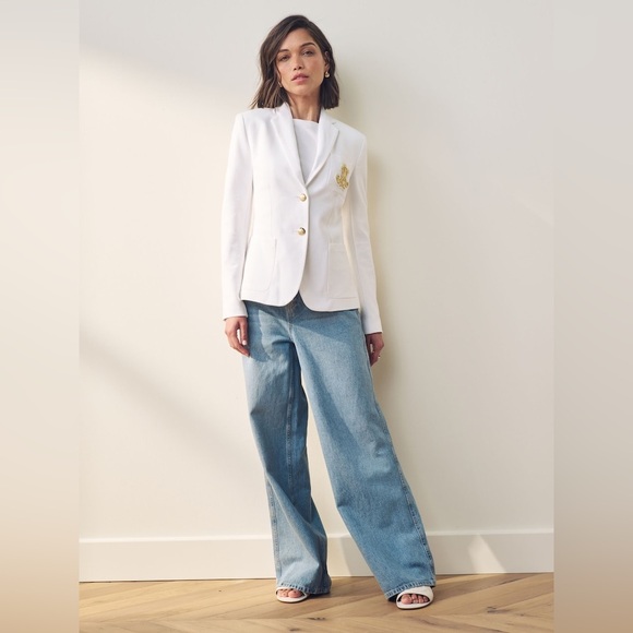 Lauren Ralph Lauren ~ White Anfisa Bullion Jacquard Blazer - Picture 12 of 17